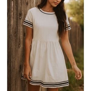 Piper & Scoot Womens sz XS White Striped Fit Flare Midi Dress Nautical Preppy